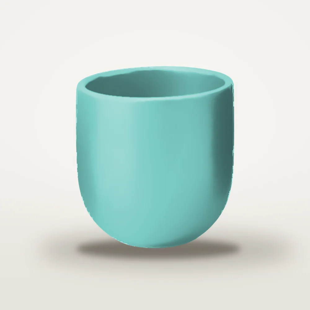 Ceașcă cafea ceramică fără toartă pentru cappuccino, Novum Aqua Oceanica Blue, 150 ml, albastru deschis lucios, gresie glazurată manual