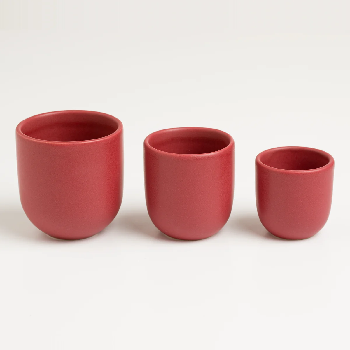 Ceașcă cafea ceramică fără toartă pentru cappuccino, Novum Burgundy Red, 150 ml, roșu grena mat, gresie glazurată manual — fotografia 2