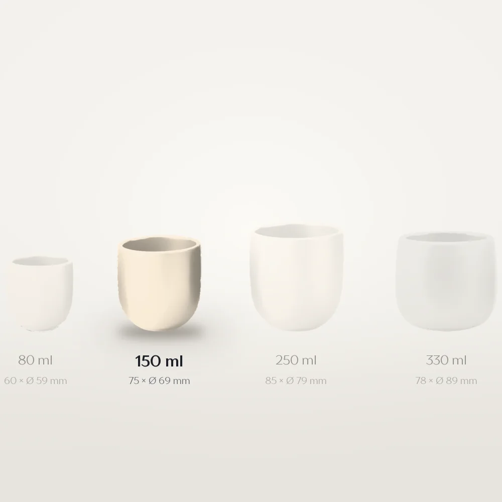 Ceașcă cafea ceramică fără toartă pentru cappuccino, Novum Margo Vanilla, 150 ml, vanilie mat, gresie glazurată manual — fotografia 3