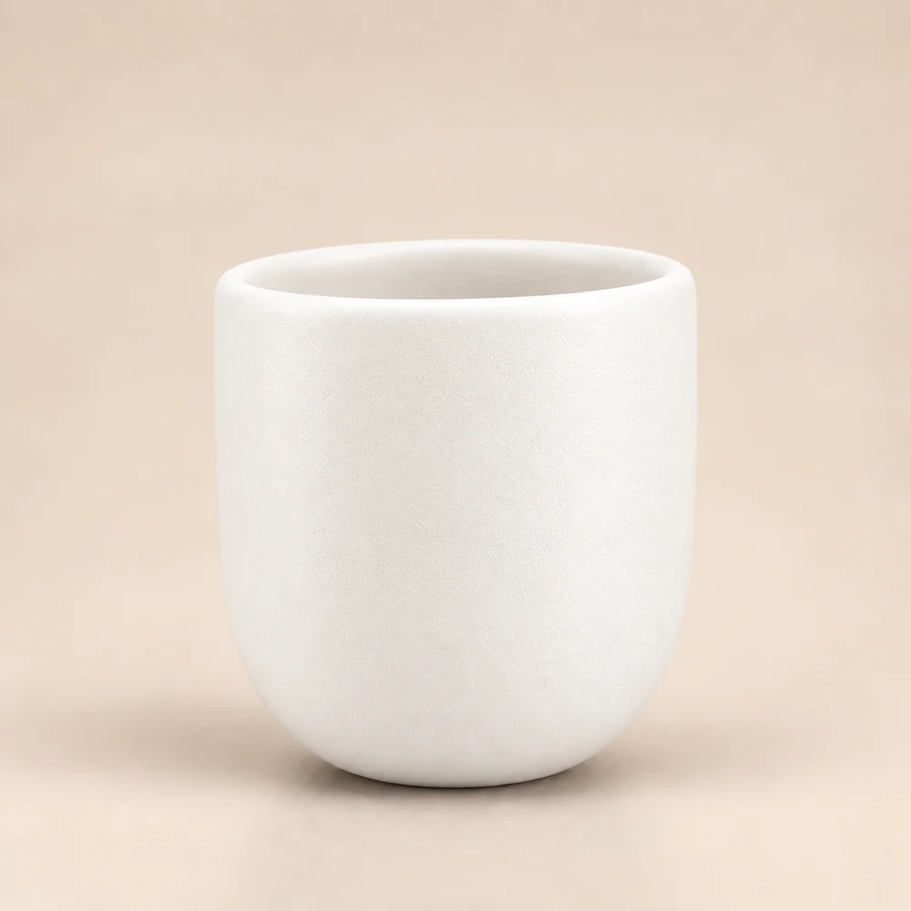 Ceașcă cafea ceramică fără toartă pentru cappuccino, Novum Milk Foam, 150 ml, alb perlat mat, gresie glazurată manual