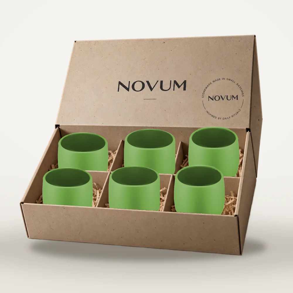 Ceașcă cafea ceramică fără toartă pentru cappuccino, Novum Olive Green, 150 ml, verde olive pal mat, gresie glazurată manual — fotografia 4