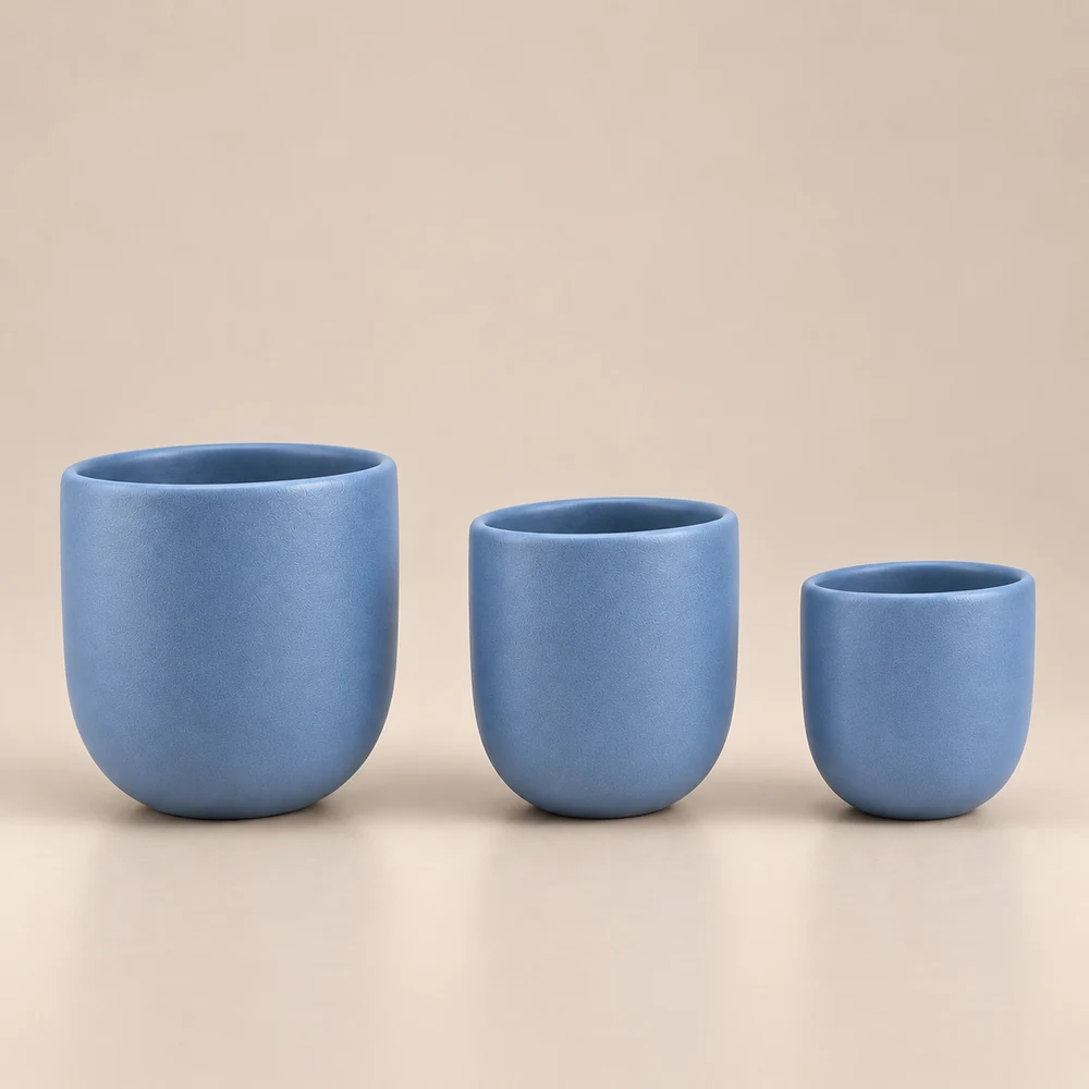 Ceașcă cafea ceramică fără toartă pentru cappuccino, Novum Blue Moon, 150 ml, lună albastră mat, gresie glazurată manual — fotografia 2