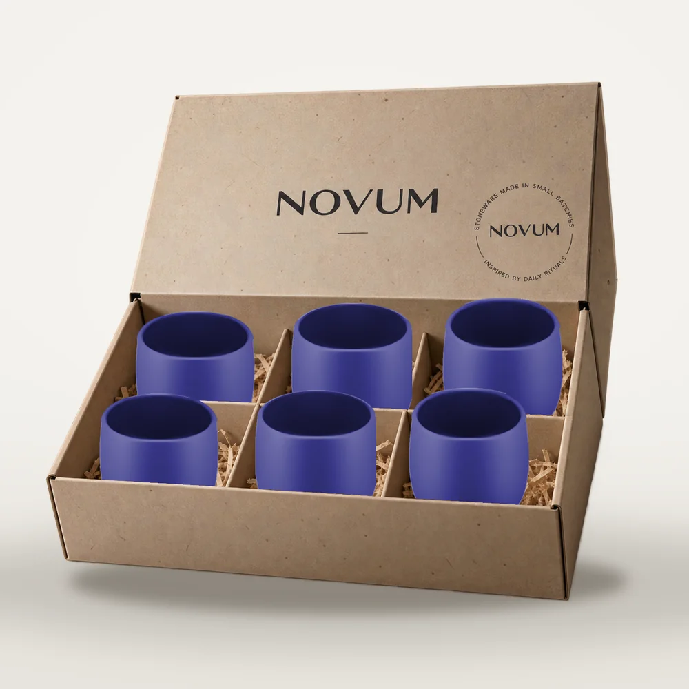 Ceașcă cafea ceramică fără toartă pentru cappuccino, Novum Cobalt Blue, 150 ml, albastru cobalt regal mat, gresie glazurată manual — fotografia 4