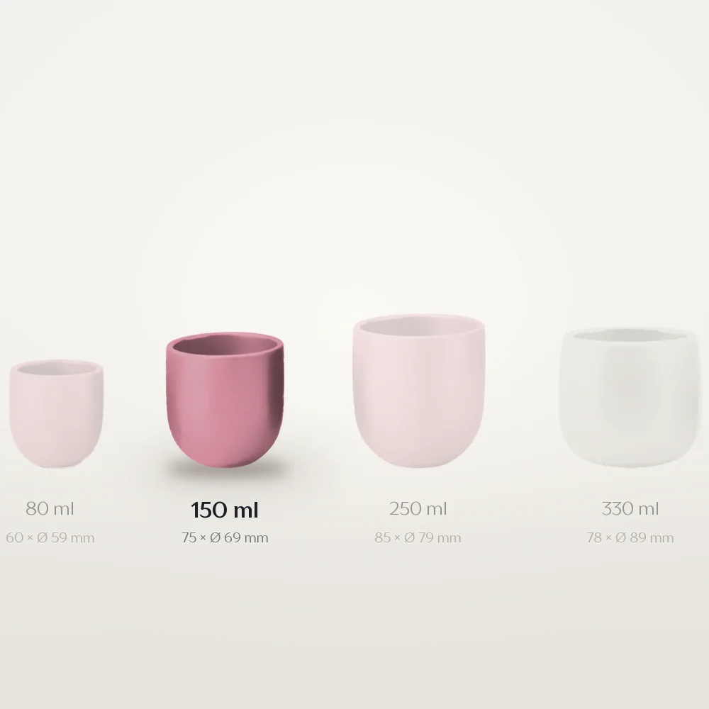 Ceașcă cafea ceramică fără toartă pentru cappuccino, Novum Pink Forever Mom, 150 ml, roz mat catifelat, gresie glazurată manual — fotografia 3