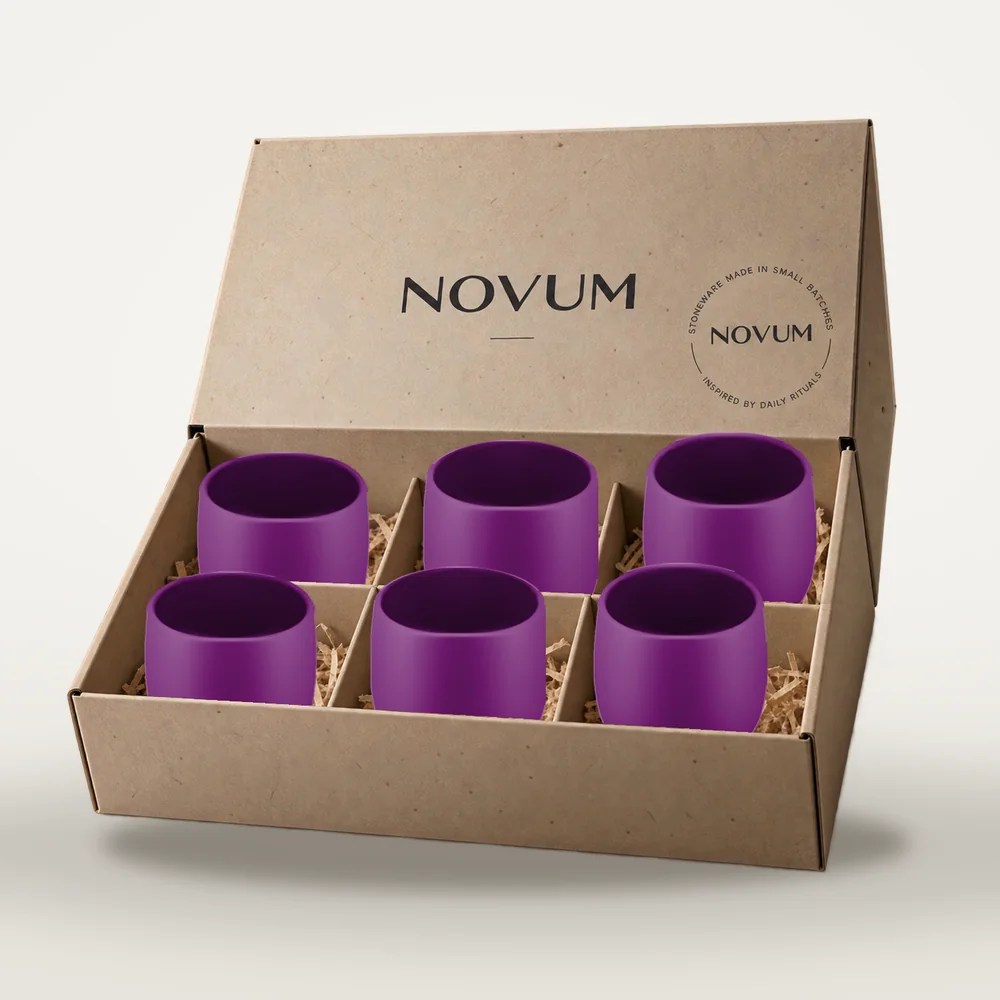 Ceașcă cafea ceramică fără toartă pentru cappuccino, Novum Purple Dynastya, 150 ml, mov regal mat, gresie glazurată manual — fotografia 4