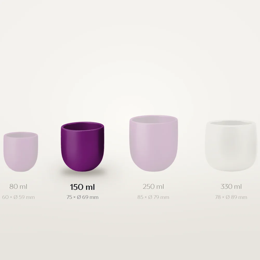 Ceașcă cafea ceramică fără toartă pentru cappuccino, Novum Purple Dynastya, 150 ml, mov regal mat, gresie glazurată manual — fotografia 3