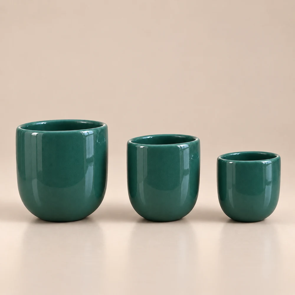 Ceașcă cafea ceramică fără toartă pentru cappuccino mare, Novum Royal Green, 250 ml, verde emerald lucios, gresie glazurată manual — fotografia 2