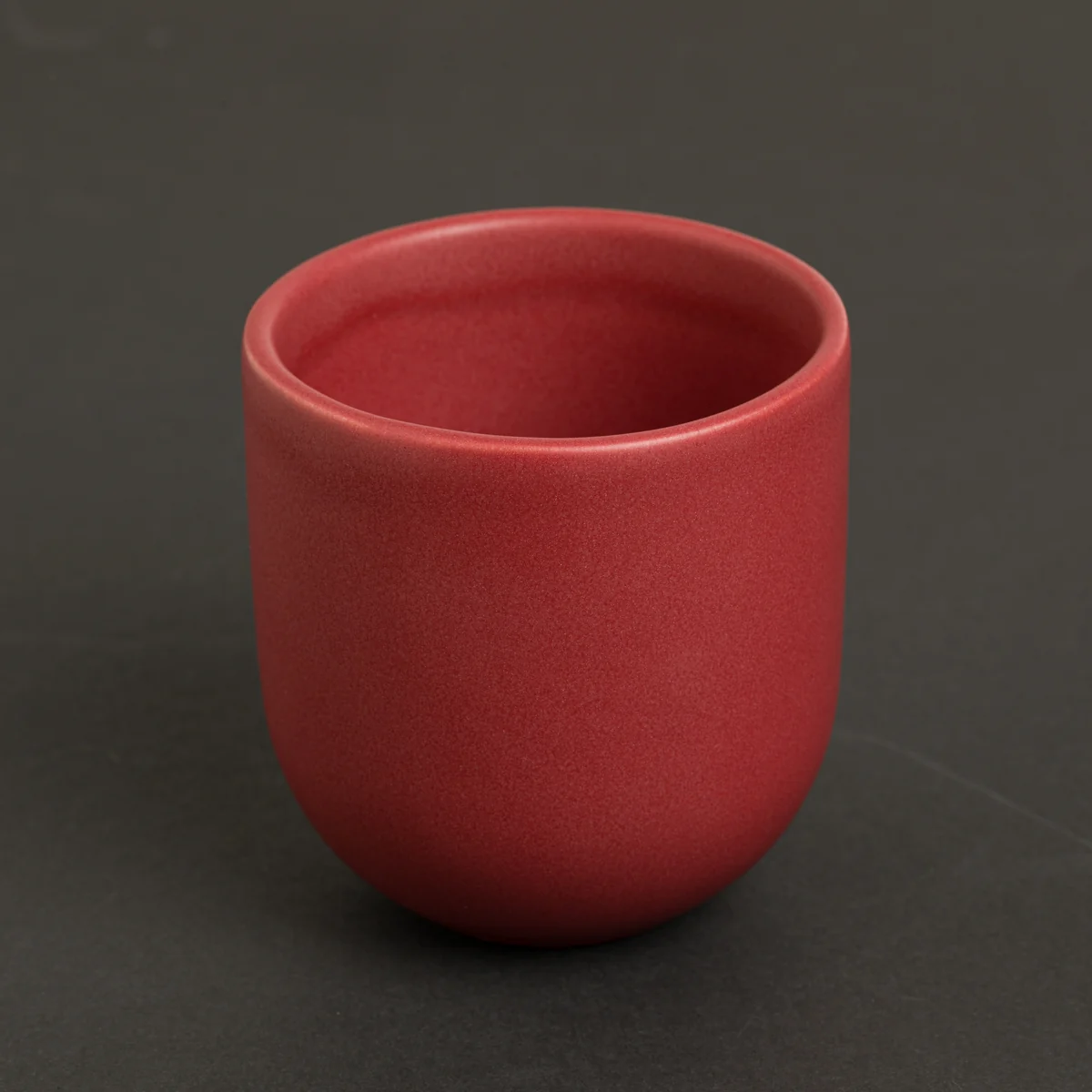 Ceașcă cafea ceramică fără toartă pentru cappuccino mare, Novum Burgundy Red, 250 ml, roșu grena mat, gresie glazurată manual — fotografia 7