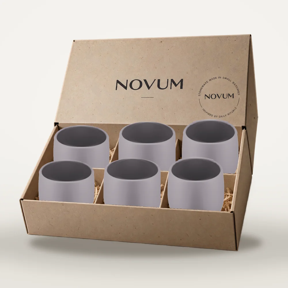 Ceașcă cafea ceramică fără toartă pentru cappuccino mare, Novum Lunar Grey, 250 ml, gri lunar mat, gresie glazurată manual — fotografia 4