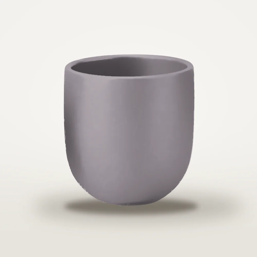 Ceașcă cafea ceramică fără toartă pentru cappuccino mare, Novum Lunar Grey, 250 ml, gri lunar mat, gresie glazurată manual