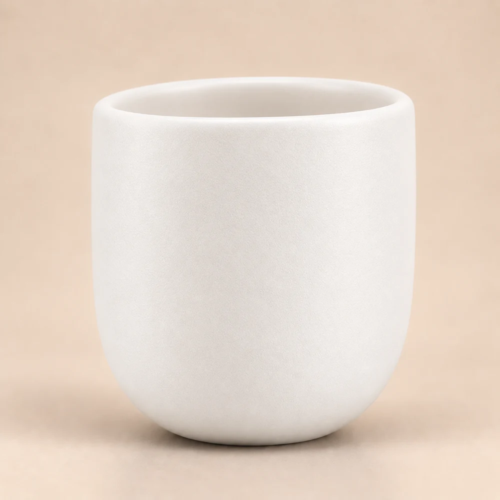 Ceașcă cafea ceramică fără toartă pentru cappuccino mare, Novum Milk Foam, 250 ml, alb perlat mat, gresie glazurată manual