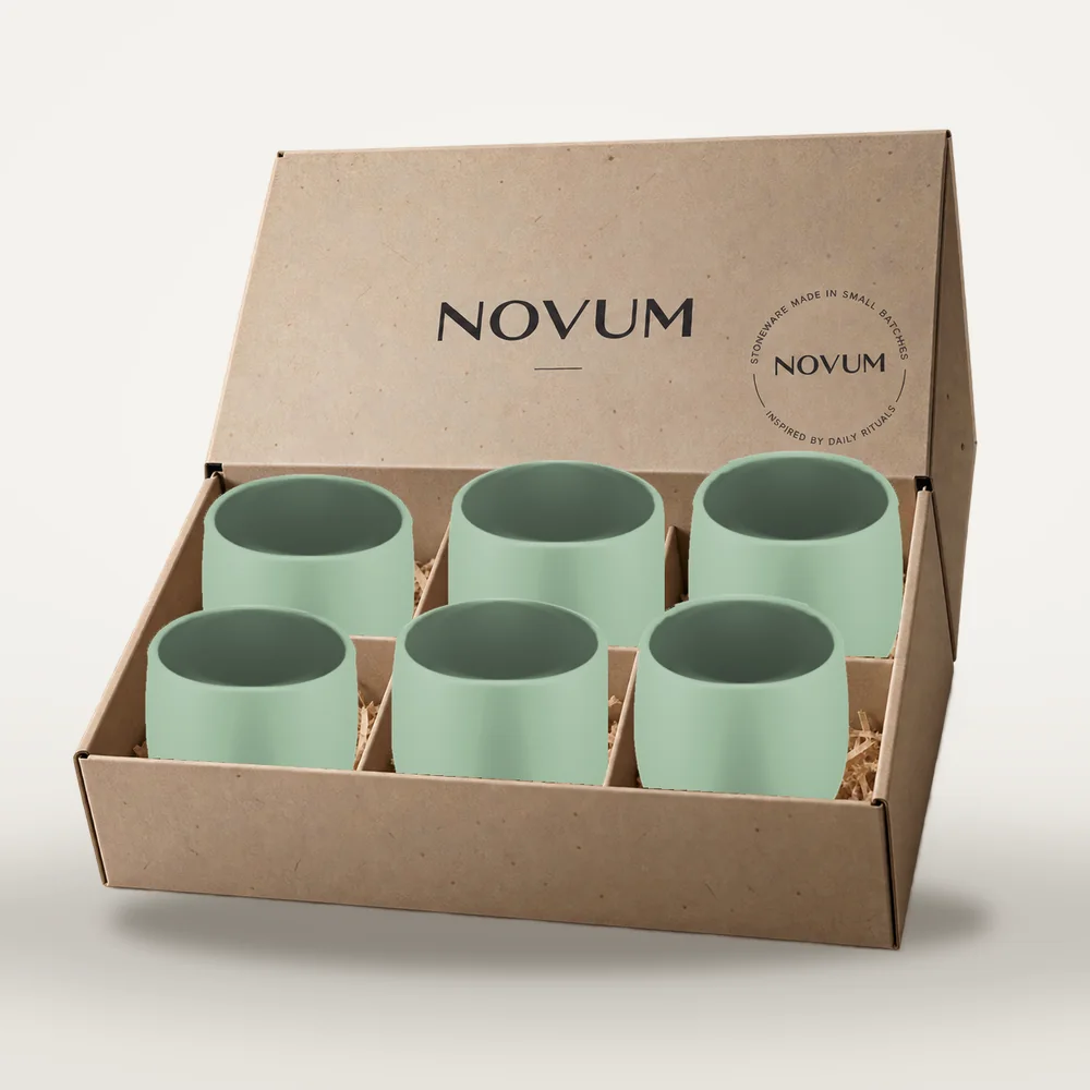 Ceașcă cafea ceramică fără toartă pentru cappuccino mare, Novum Mint Green, 250 ml, verde mentă mat, gresie glazurată manual — fotografia 4