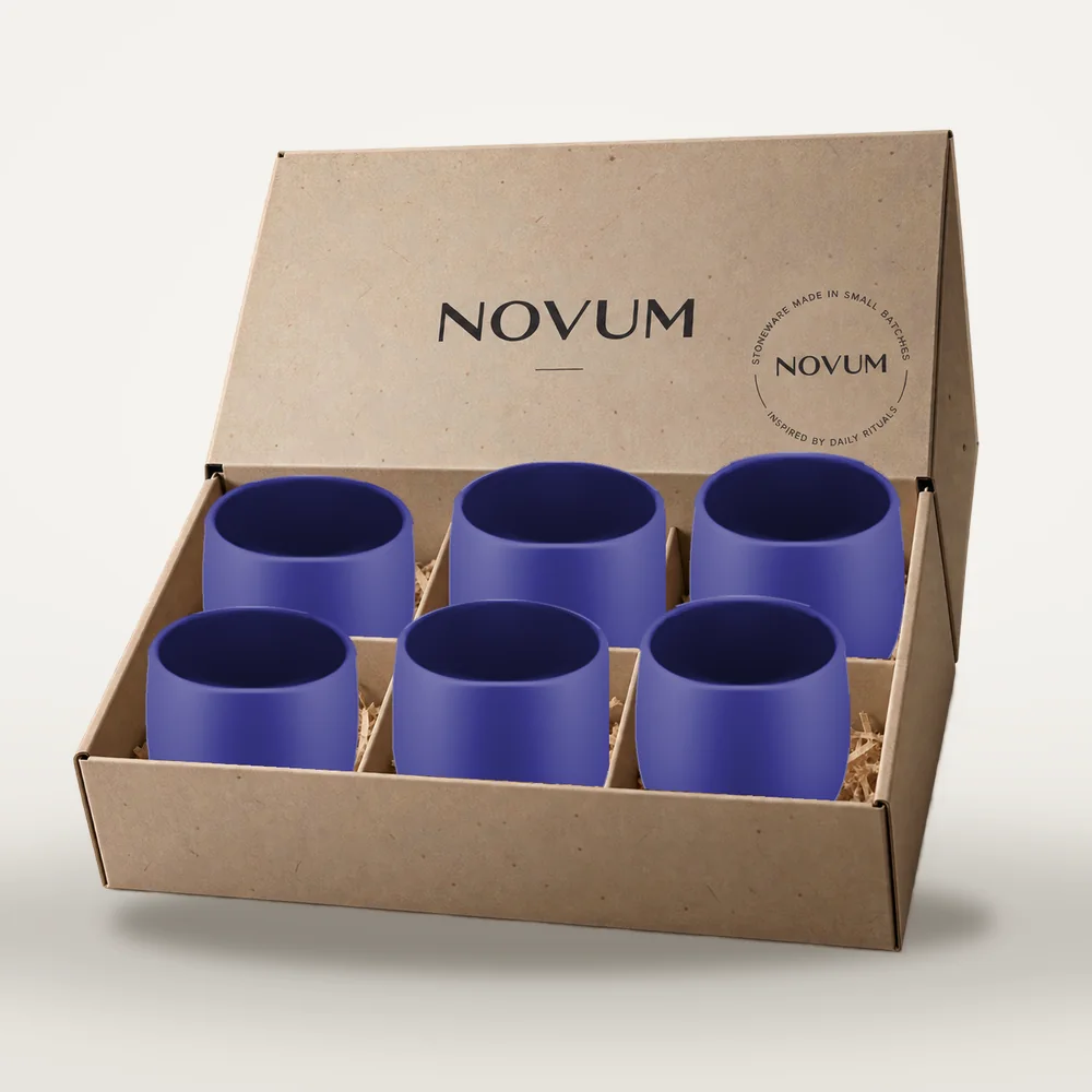 Ceașcă cafea ceramică fără toartă pentru cappuccino mare, Novum Cobalt Blue, 250 ml, albastru cobalt regal mat, gresie glazurată manual — fotografia 4