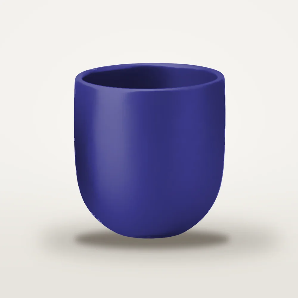 Ceașcă cafea ceramică fără toartă pentru cappuccino mare, Novum Cobalt Blue, 250 ml, albastru cobalt regal mat, gresie glazurată manual