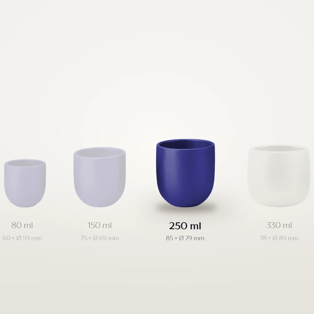 Ceașcă cafea ceramică fără toartă pentru cappuccino mare, Novum Cobalt Blue, 250 ml, albastru cobalt regal mat, gresie glazurată manual — fotografia 3