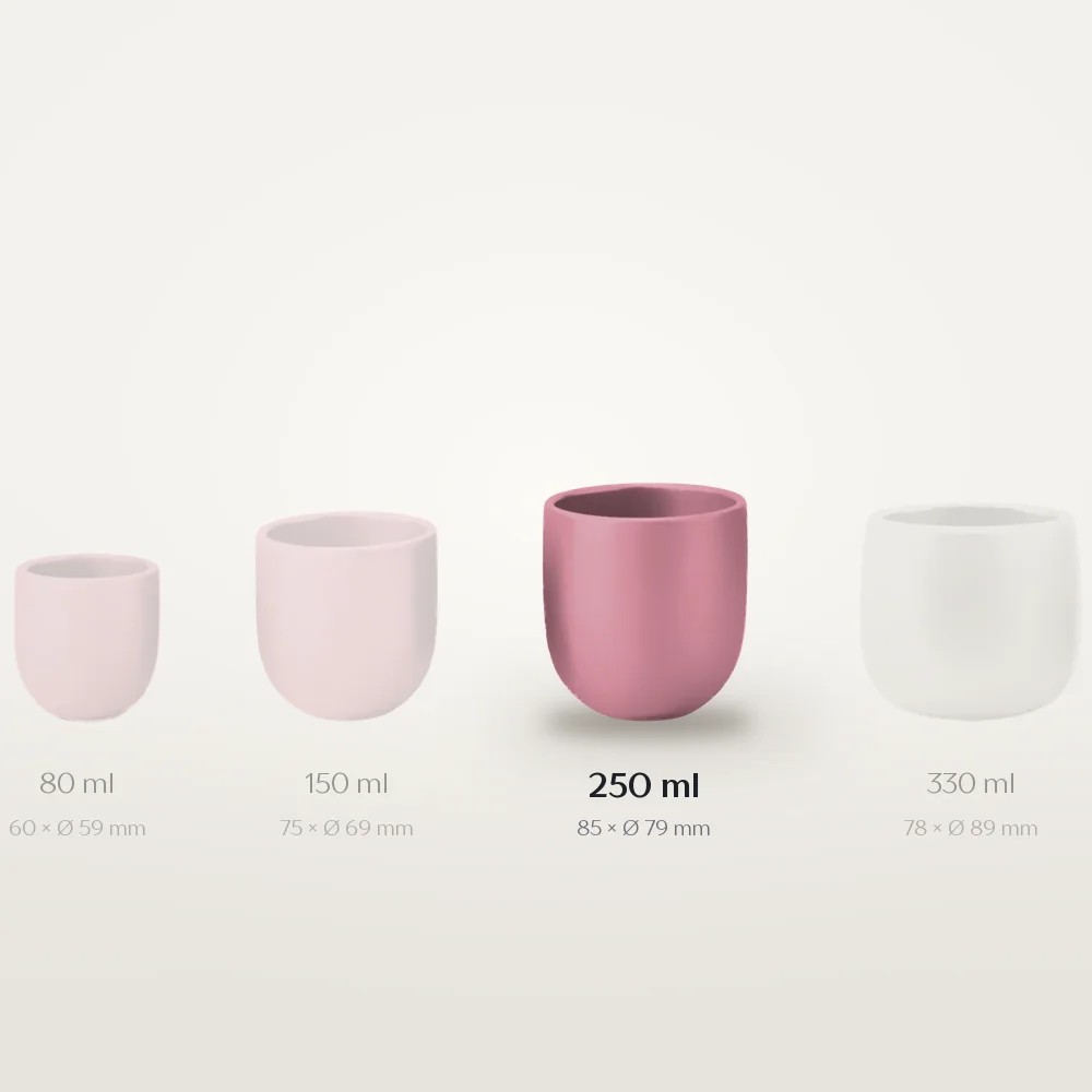 Ceașcă cafea ceramică fără toartă pentru cappuccino mare, Novum Pink Forever Mom, 250 ml, roz mat catifelat, gresie glazurată manual — fotografia 3