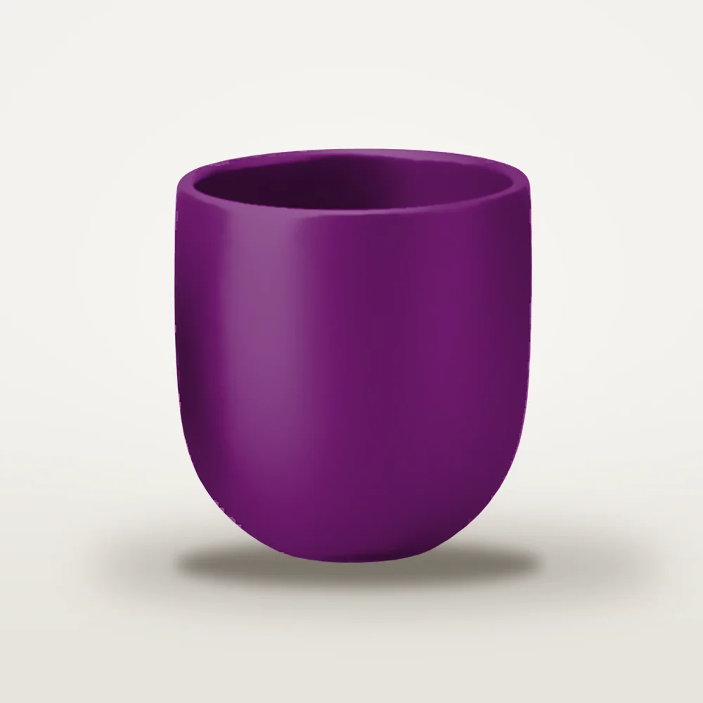 Ceașcă cafea ceramică fără toartă pentru cappuccino mare, Novum Purple Dynastya, 250 ml, mov regal mat, gresie glazurată manual