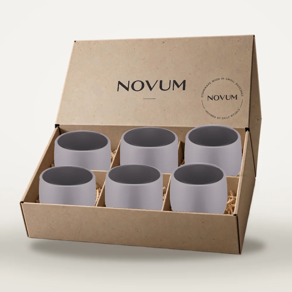 Ceașcă cafea ceramică fără toartă pentru cafe latte, Novum Lunar Grey, 330 ml, gri lunar mat, gresie glazurată manual — fotografia 3