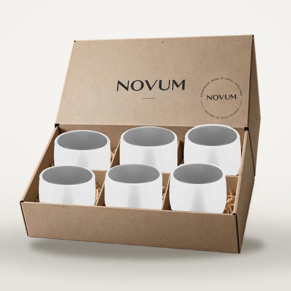 Ceașcă cafea ceramică fără toartă pentru cafe latte, Novum Milk Foam, 330 ml, alb perlat mat, gresie glazurată manual — fotografia 3