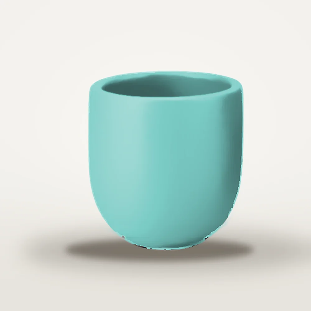 Ceașcă cafea ceramică fără toartă pentru espresso, Novum Aqua Oceanica Blue, 80 ml, albastru deschis lucios, gresie glazurată manual
