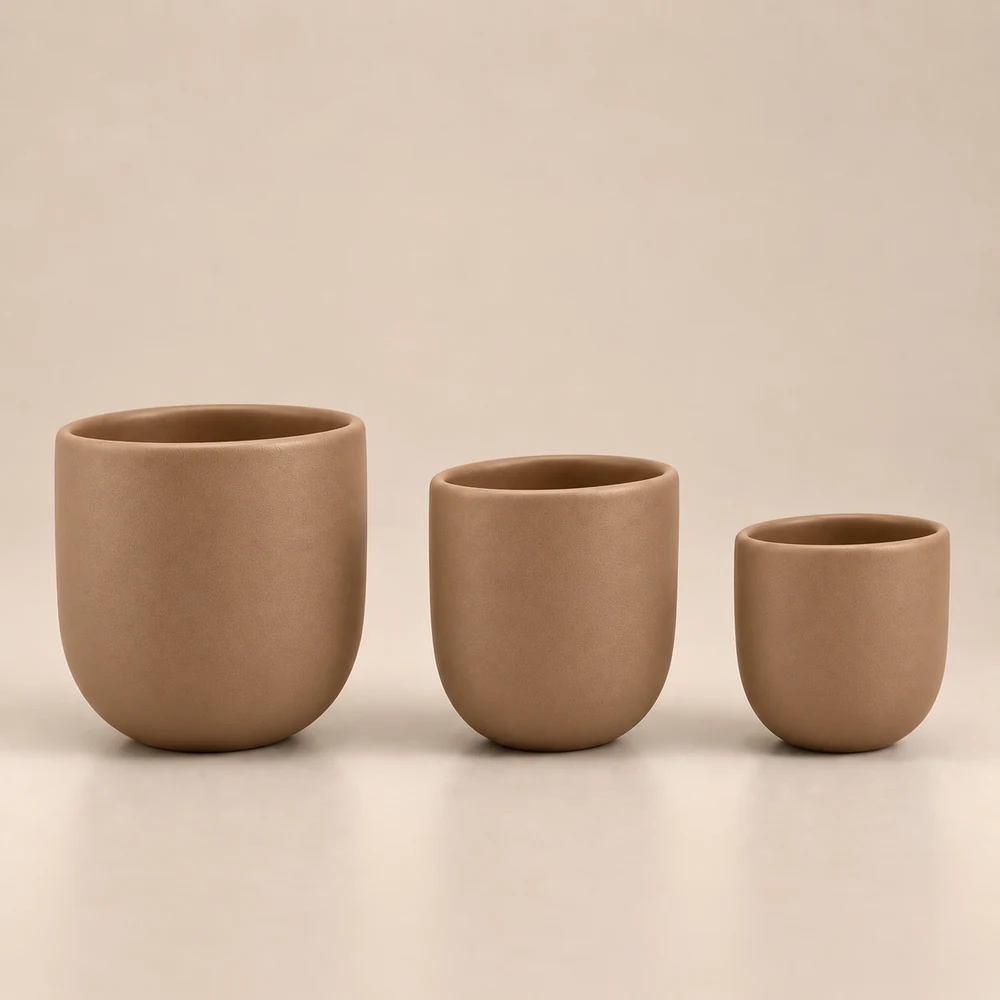 Ceașcă cafea ceramică fără toartă pentru espresso, Novum Margo Beige, 80 ml, maro deschis cacao cu lapte mat, gresie glazurată manual — fotografia 2