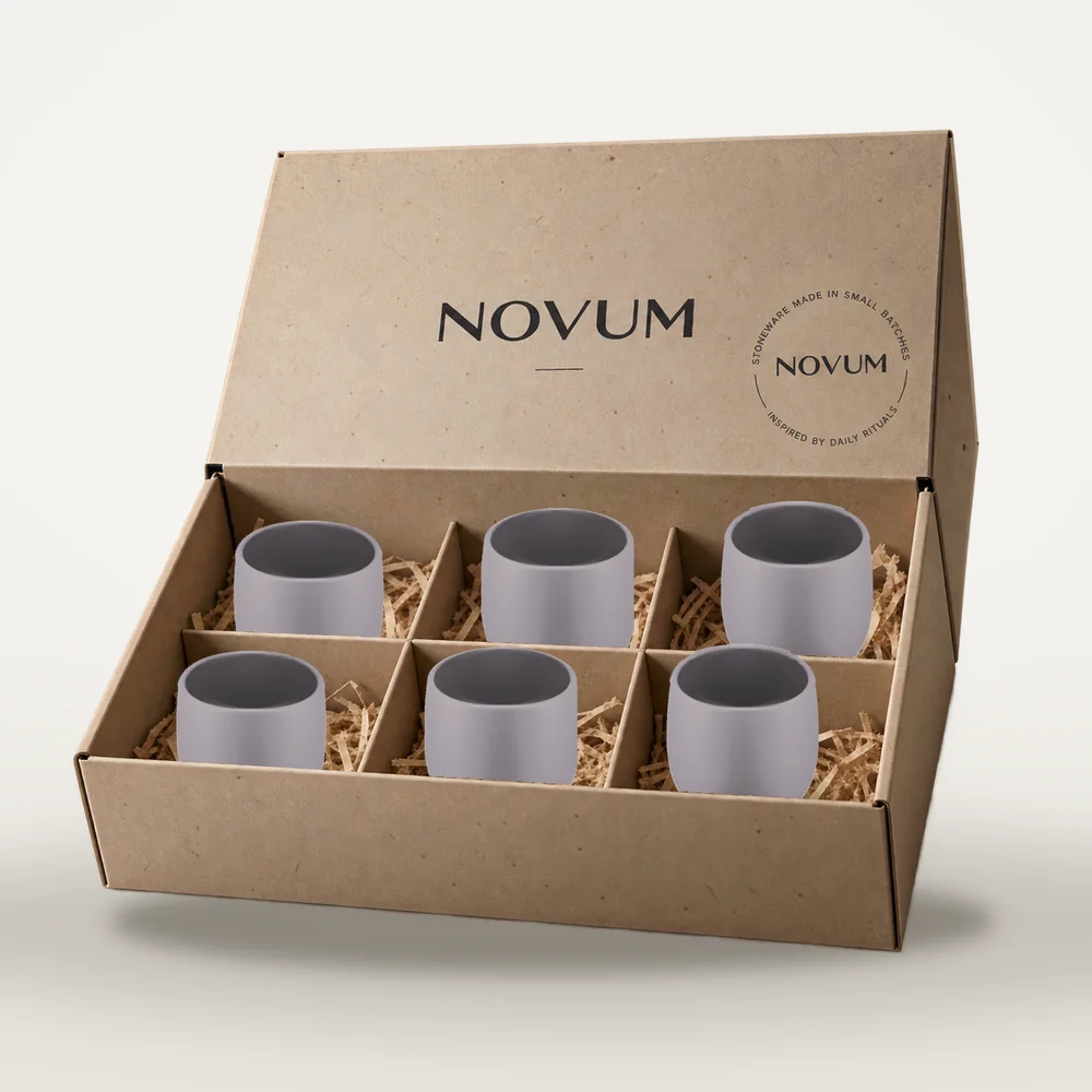 Ceașcă cafea ceramică fără toartă pentru espresso, Novum Lunar Grey, 80 ml, gri lunar mat, gresie glazurată manual — fotografia 4
