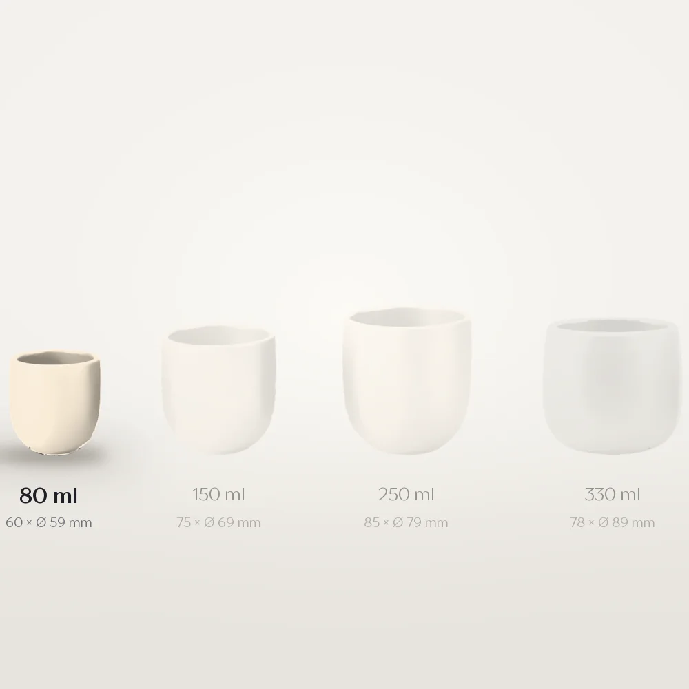 Ceașcă cafea ceramică fără toartă pentru espresso, Novum Margo Vanilla, 80 ml, vanilie mat, gresie glazurată manual — fotografia 3