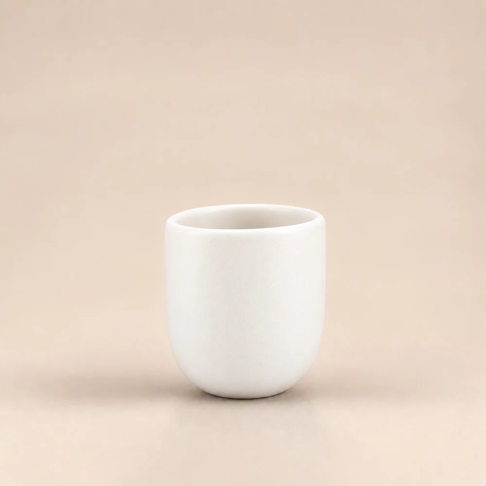 Ceașcă cafea ceramică fără toartă pentru espresso, Novum Milk Foam, 80 ml, alb perlat mat, gresie glazurată manual