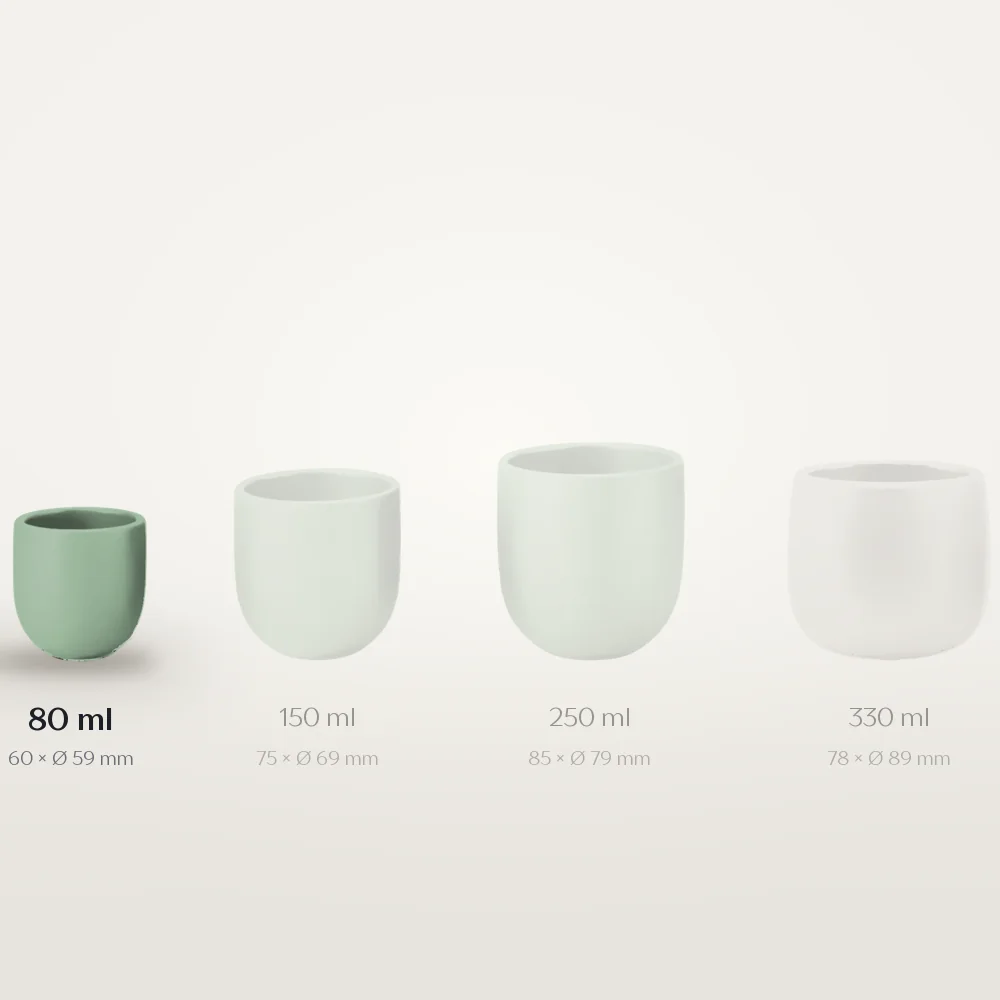 Ceașcă cafea ceramică fără toartă pentru espresso, Novum Mint Green, 80 ml, verde mentă mat, gresie glazurată manual — fotografia 3