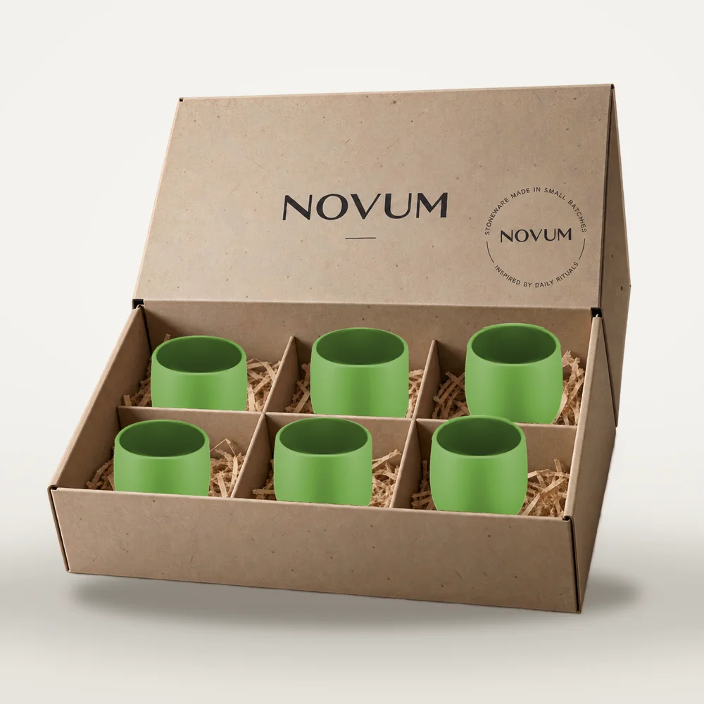 Ceașcă cafea ceramică fără toartă pentru espresso, Novum Olive Green, 80 ml, verde olive pal mat, gresie glazurată manual — fotografia 4