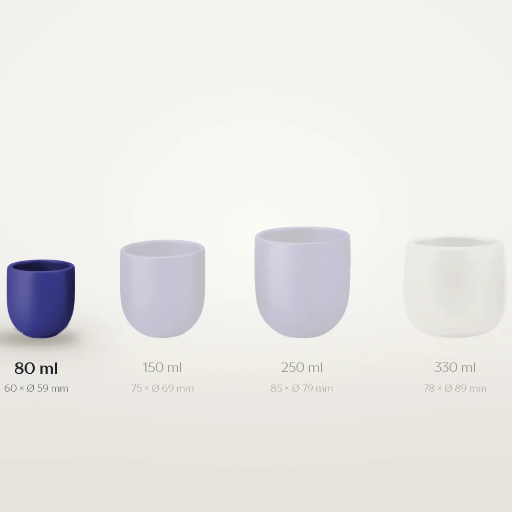 Ceașcă cafea ceramică fără toartă pentru espresso, Novum Cobalt Blue, 80 ml, albastru cobalt regal mat, gresie glazurată manual — fotografia 3