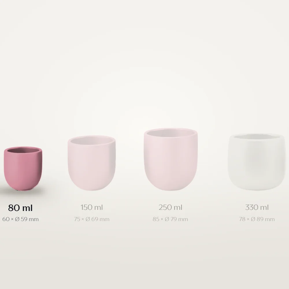 Ceașcă cafea ceramică fără toartă pentru espresso, Novum Pink Forever Mom, 80 ml, roz mat catifelat, gresie glazurată manual — fotografia 3