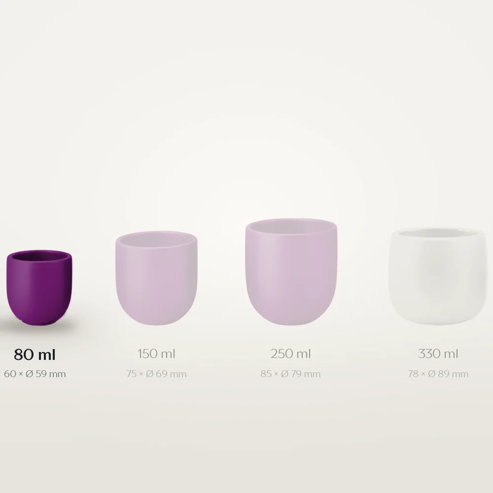 Ceașcă cafea ceramică fără toartă pentru espresso, Novum Purple Dynastya, 80 ml, mov regal mat, gresie glazurată manual — fotografia 3